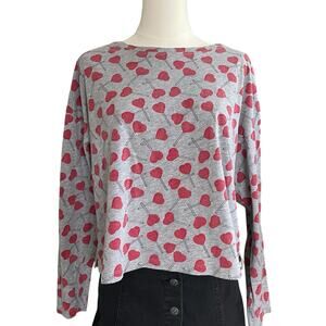 COSABELLA Long Sleeve Pajama Top Heart Lollipop Pattern, Women's L, Sleepwear